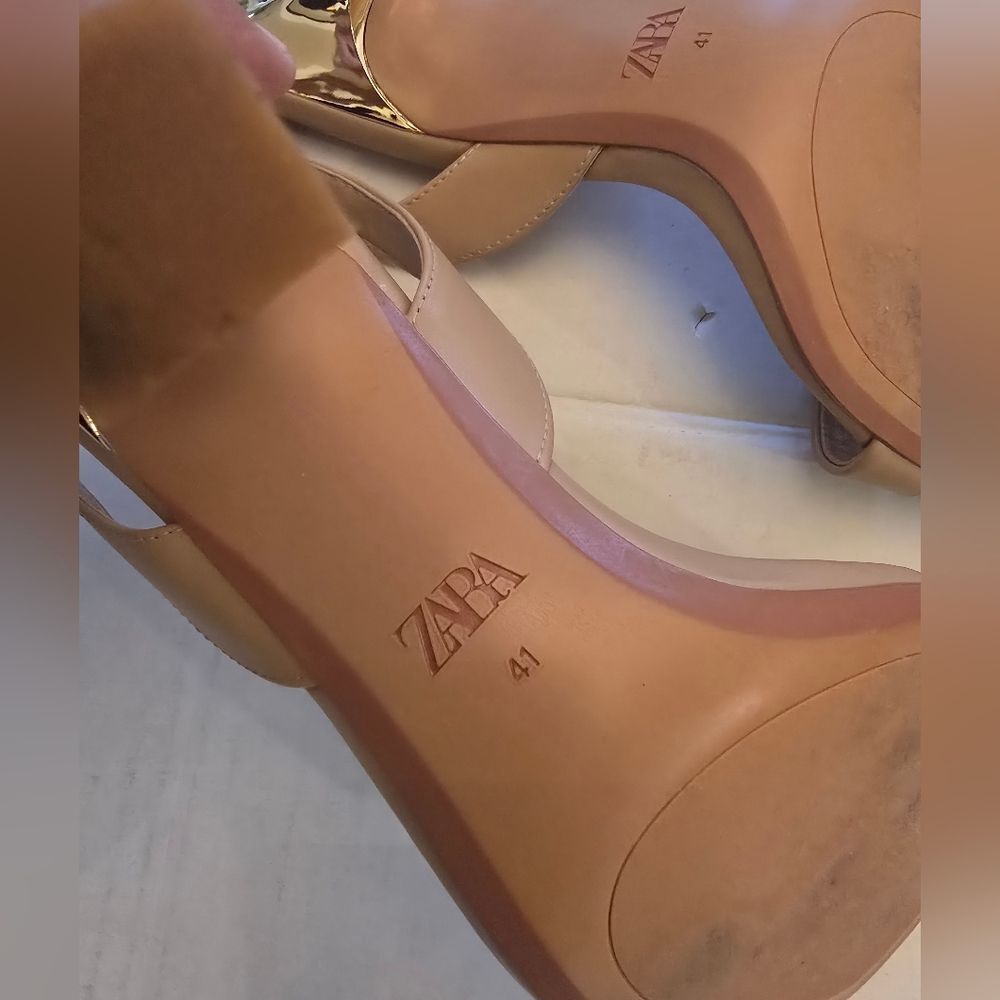 Zara Strappy Sandals In Tan Size 10 - Picture 5 of 12